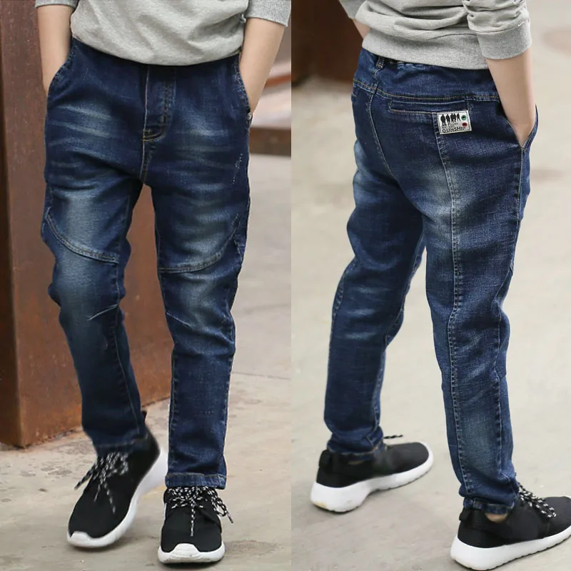 IENENS Children's Slim Jeans Boy Denim Trousers Kids Clothes Boys Elastic Waist Pants For 4-10 Years