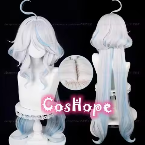 Focalors Cosplay Wig Furina Wig Silver White Blue Wig Cosplay Anime Cosplay Wigs Heat Resistant Synthetic Wigs