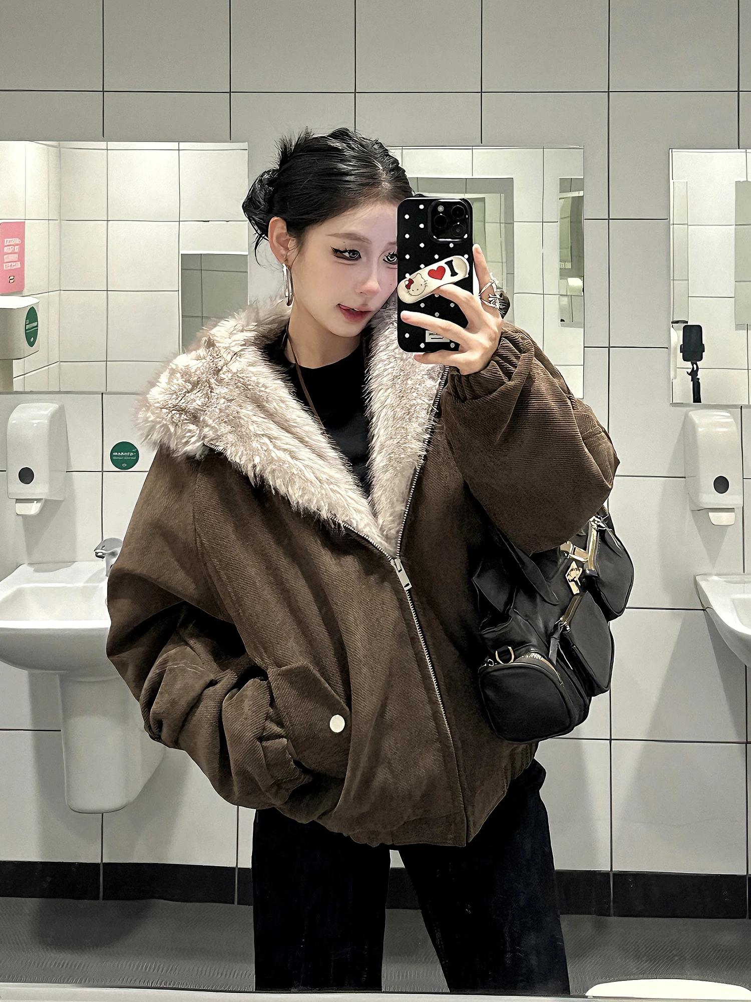 

Хлопковая куртка большого размера Street Sle для мужчин и женщин с замшевой бархатной тканью, зимнее пальто Thiened с узором горного орла