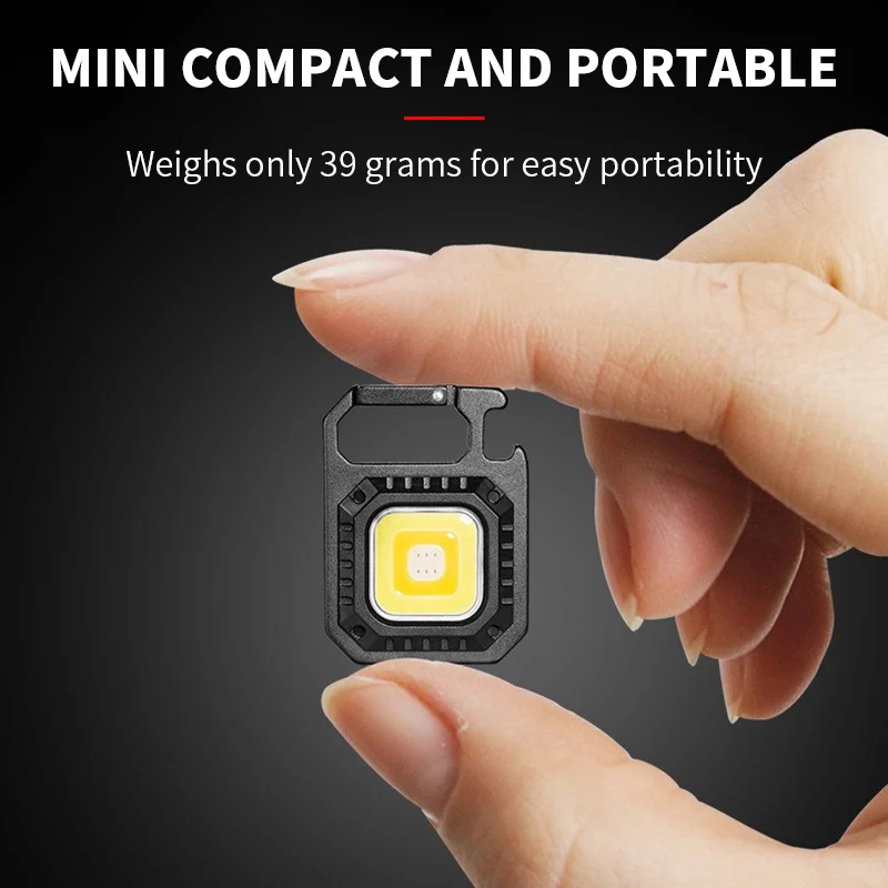 Mini LED Flashlight Portable Work Light Pocket Keychains Flashlight USB Rechargeable For Outdoor Camping Small Lights Corkscrew