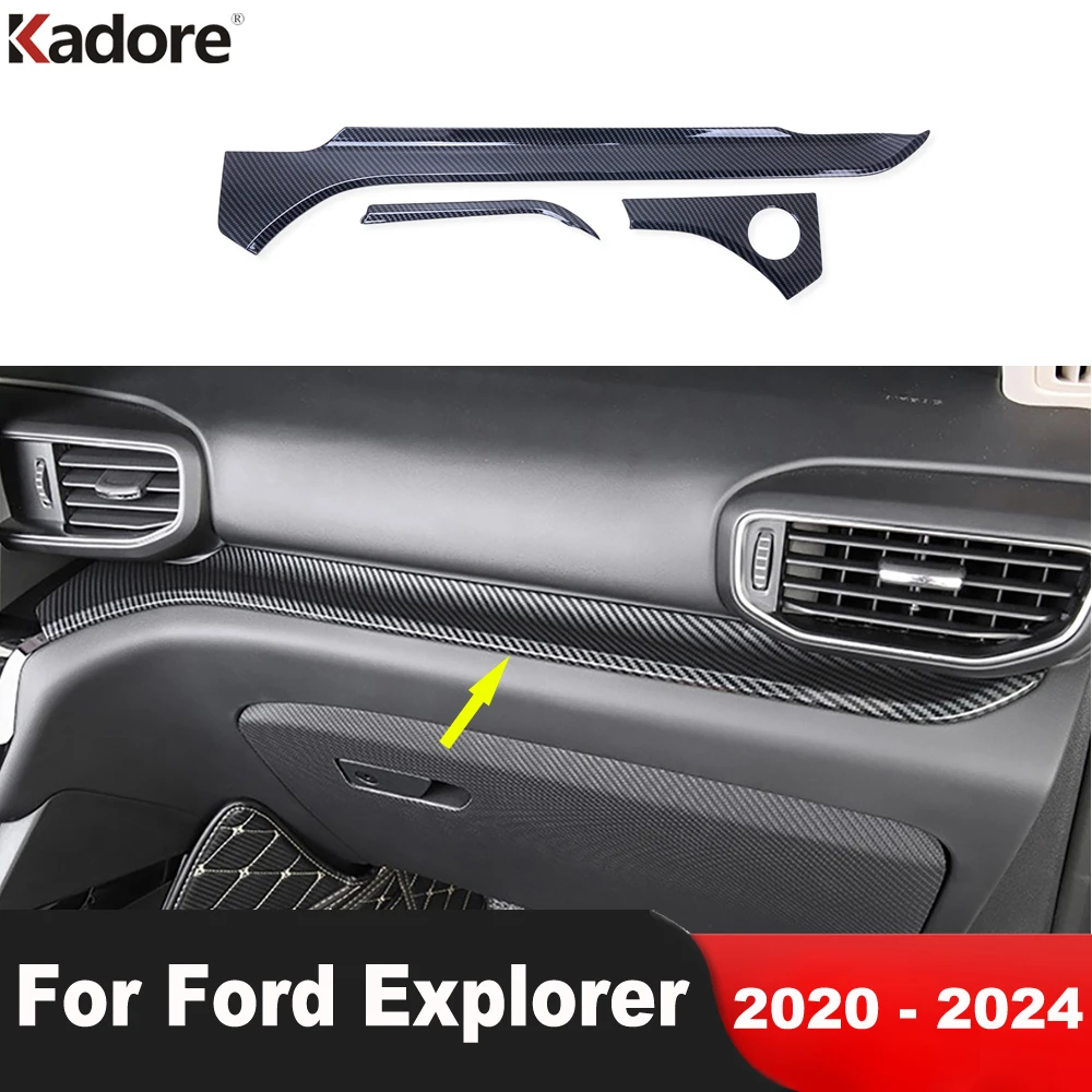 Interior Accessories For Ford Explorer 2020-2022 2023 2024 Carbon Car Center Console Cover Trim Dashboard Panel Molding Strip