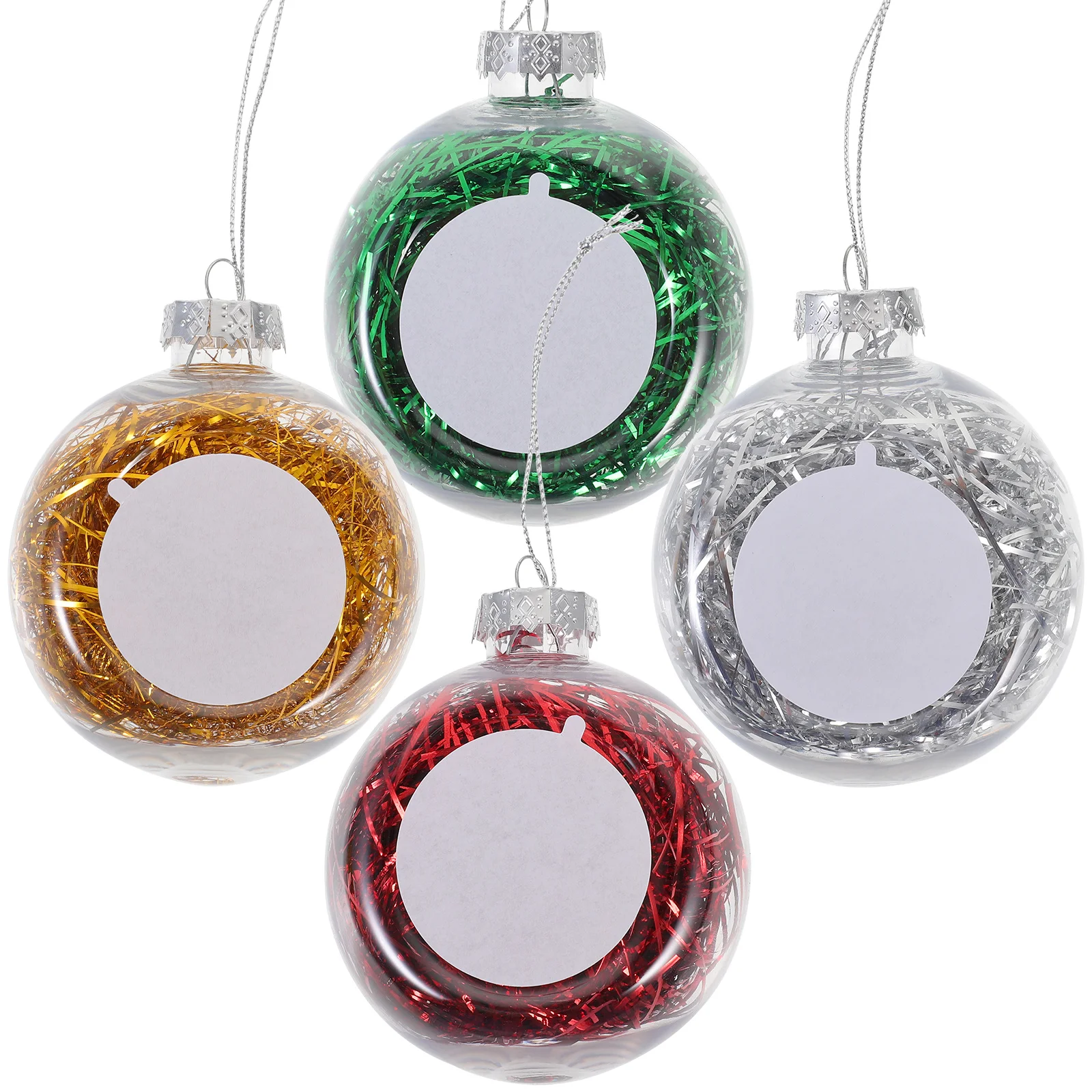 

4Pcs Hanging Christmas Balls Decorative Ball Ornaments for Xmas Tree Party Wedding Celebration Thermal Transfer Pendants