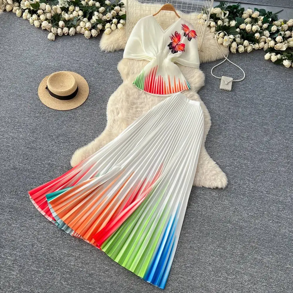

Elegant Ruched short sleeve Dress Party Club Vintage Dress Korean Fashion Women Clothes Two Piece Set