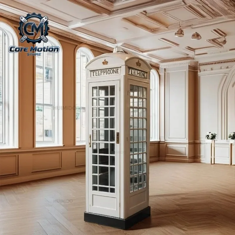 Color Customizable 2M Tall London-style Telephone Booth with Flat-pack Assembly Sturdy and Durable A Decorative Telephone Booth