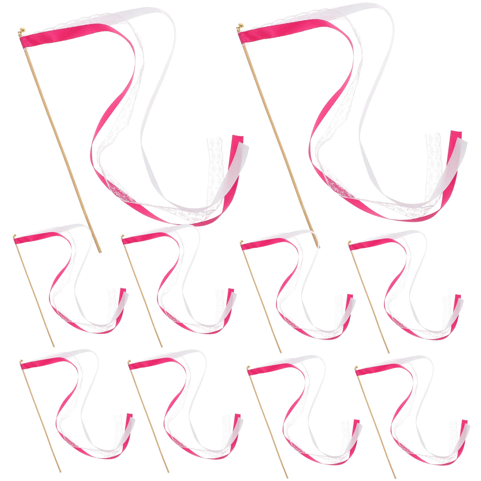 

10Pcs Ribbon Fairy Wands Wedding Streamers Decorative Ribbon Sticks Party Supply for Wedding Send Off Events Fairy Wands