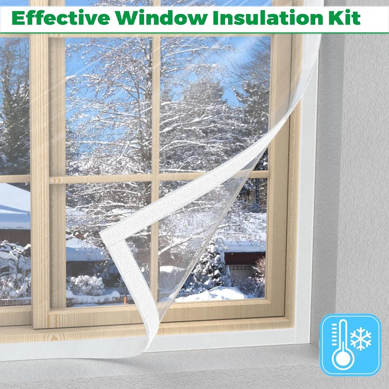

Transparent Window Insulation Film Self Adhesive Windproof Cold Proof Zipper Type Easy Install for Winter Home Energy Saving