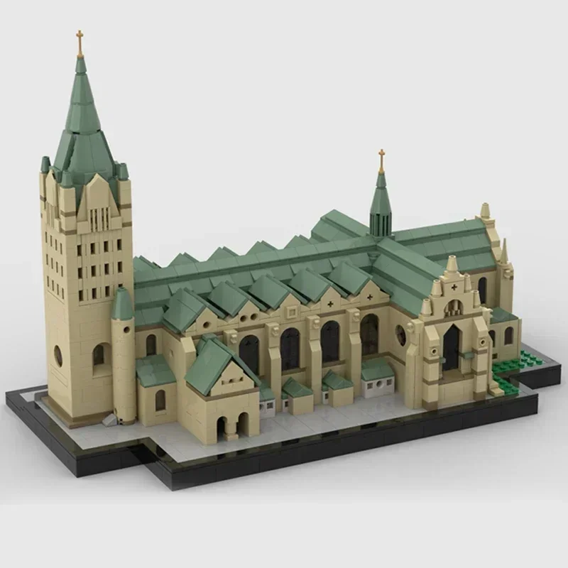 Moc blocos de construção modular vista rua famosa catedral tijolos técnicos diy montagem brinquedos construção para crianças presente do feriado