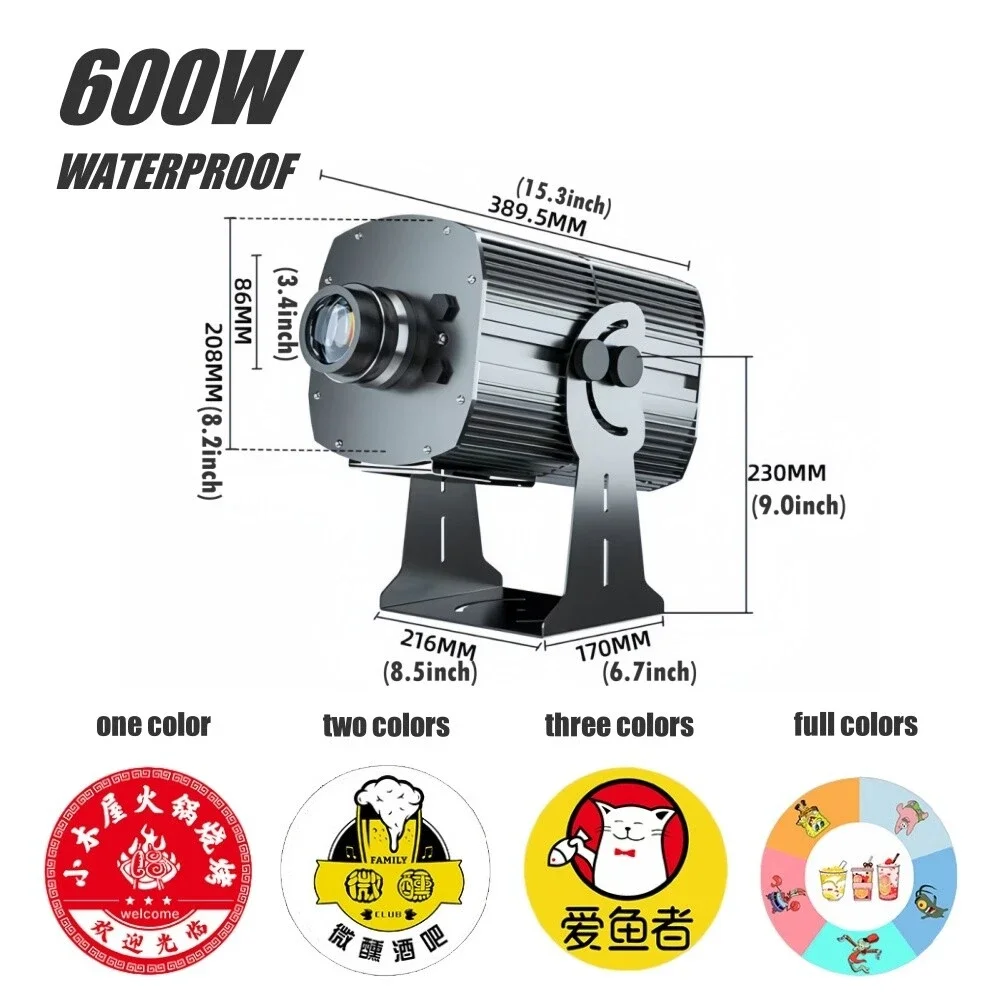 

Наружный заказ HD Gobo рекламный логотип Light 160 Вт-600 Вт вращающийся водонепроницаемый IP67 светодиодный гобо-проектор для магазина бизнеса