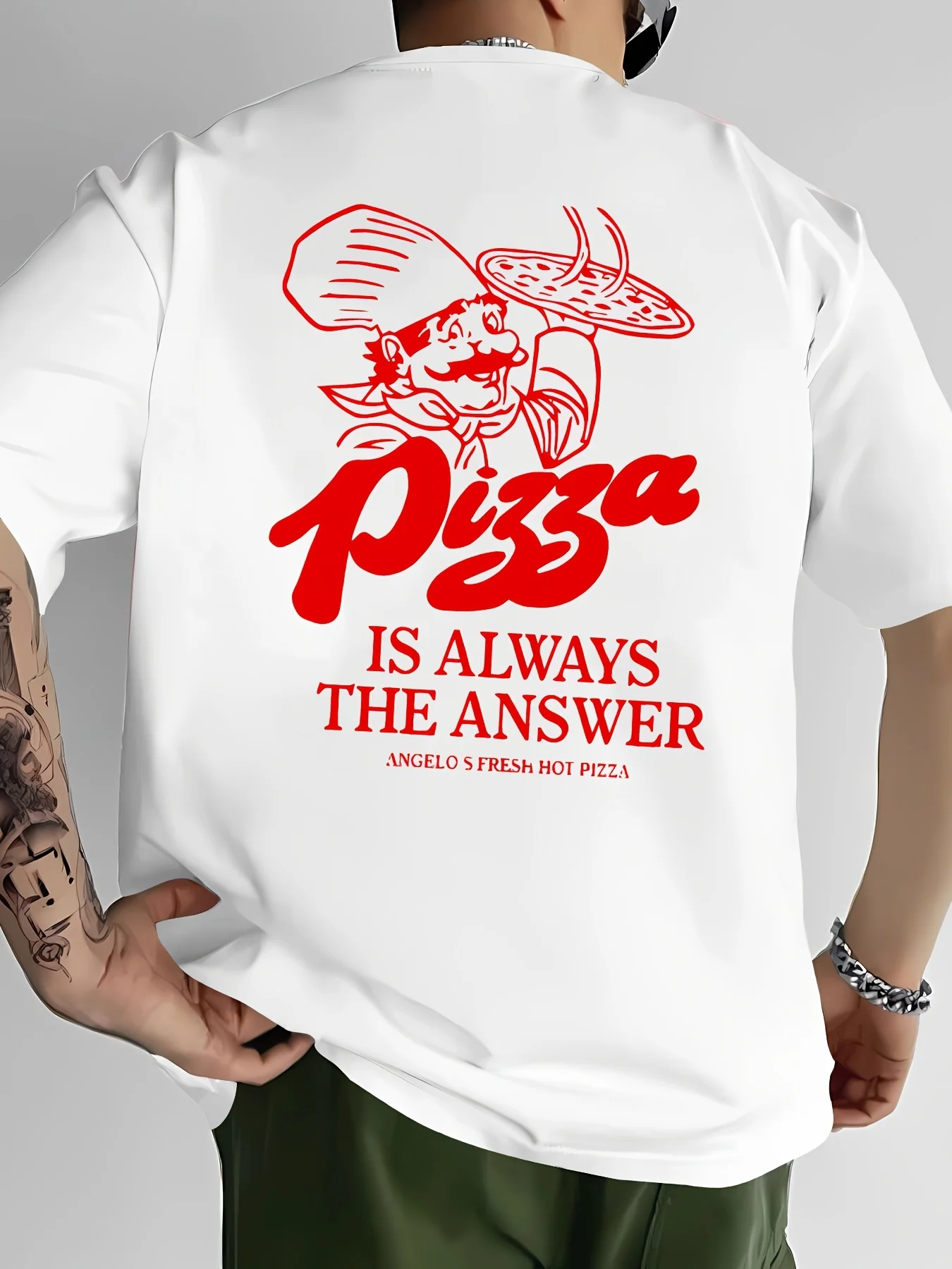 Herren Sommer Kurzarm-T-Shirt mit Einzigartigem Interessantem Rückendesign Trendige Mode für Erwachsene Atmungsaktiv Bequem