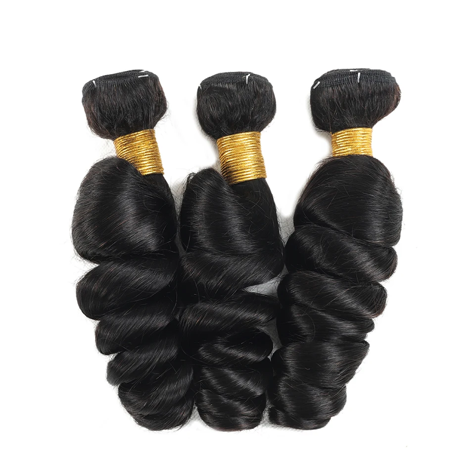 BAHW Loose Wave Bundles Peruivian Human Hair Loose Weave Bundles 1/3/4/Pcs Lot Natural Black Human Hair Extensions For Woman