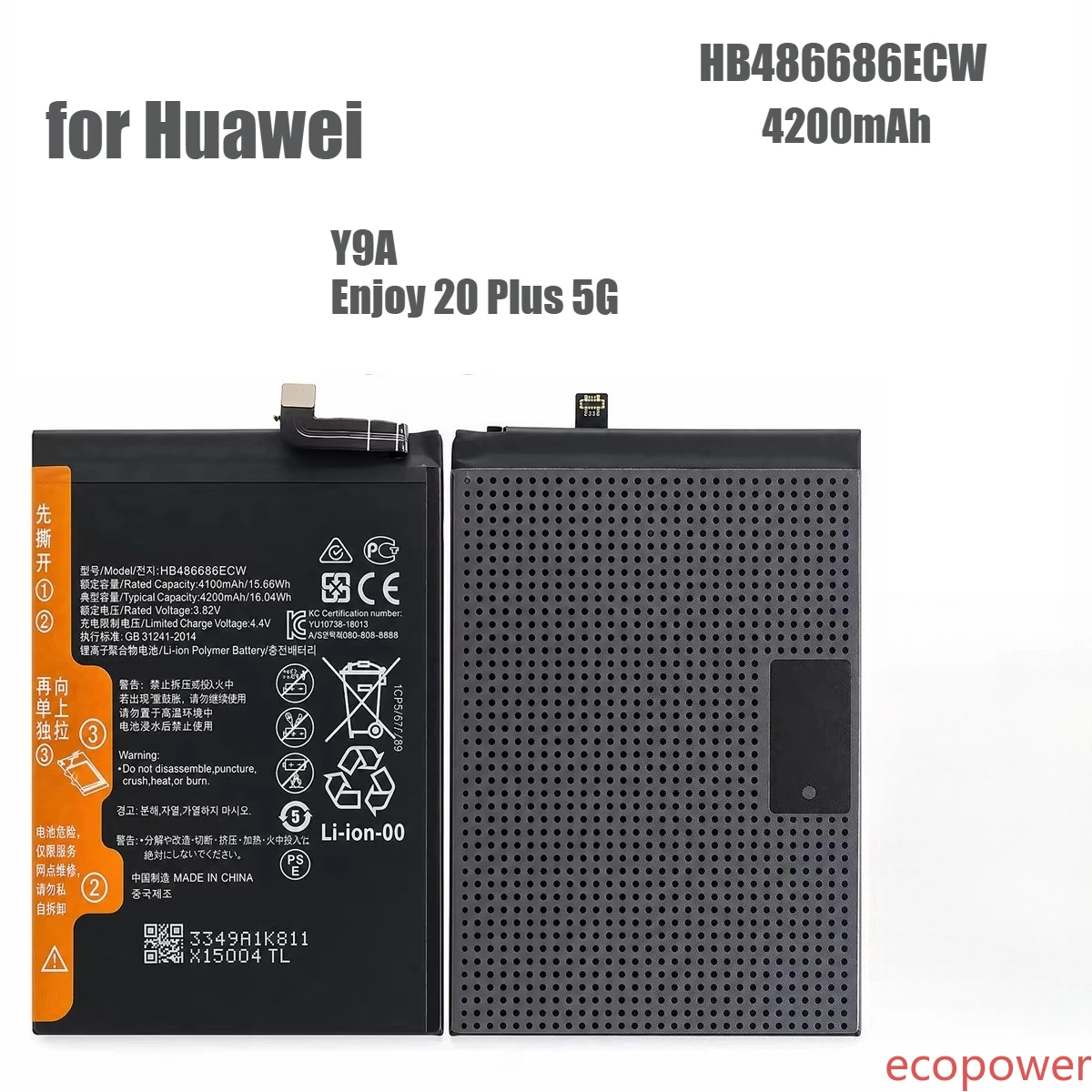 Brand New Battery HB486686ECW HB5470A3EHW-12 For Huawei Nova Y91 Huawei Y9A/Enjoy 20 Plus 5G Phone Premium Replacement Batteries