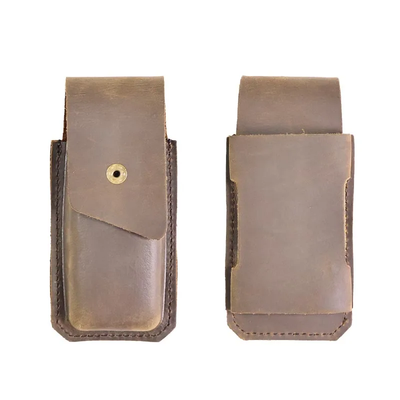 Cuchillo plegable para exteriores de piel de vaca de primera capa, Funda de cuero, bolsa de almacenamiento de cuchillos, funda protectora de ocio para cuchillo pequeño, cuero PU, 1 ud.