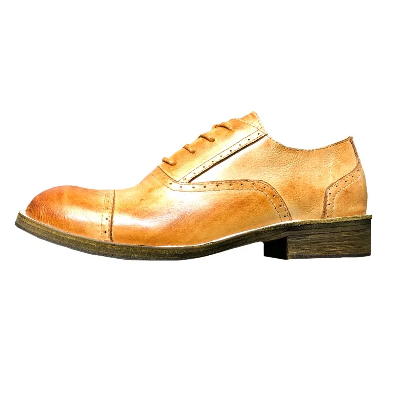

Designer Handmade Business Dress Shoes Men's Oxfords Genuine Leather Fashion Office Wedding Thick Sole Derby Shoes Male