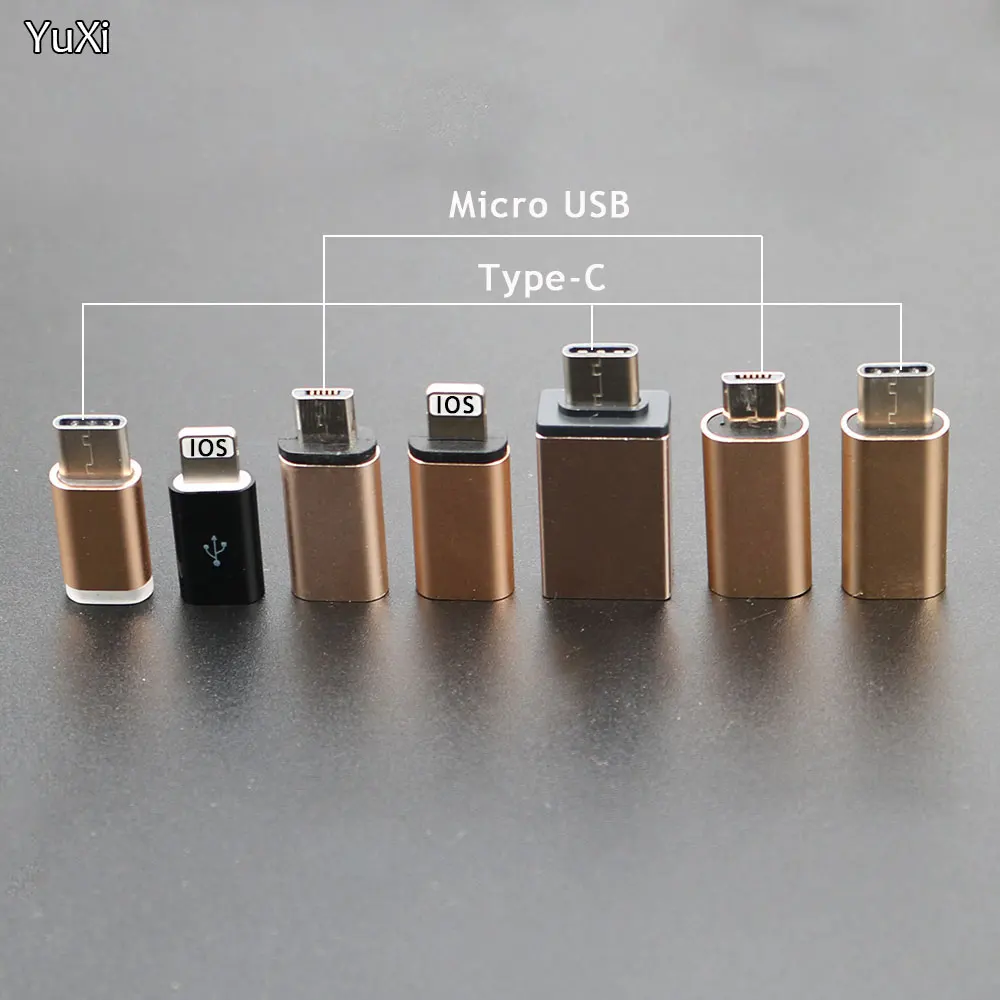 YUXI 1PCS  Micro USB to Converter Adapter For iPhone X 8 7 6 Plus Type C/IOS to Micro USB Adapter For Samsung S8 Xiaomi