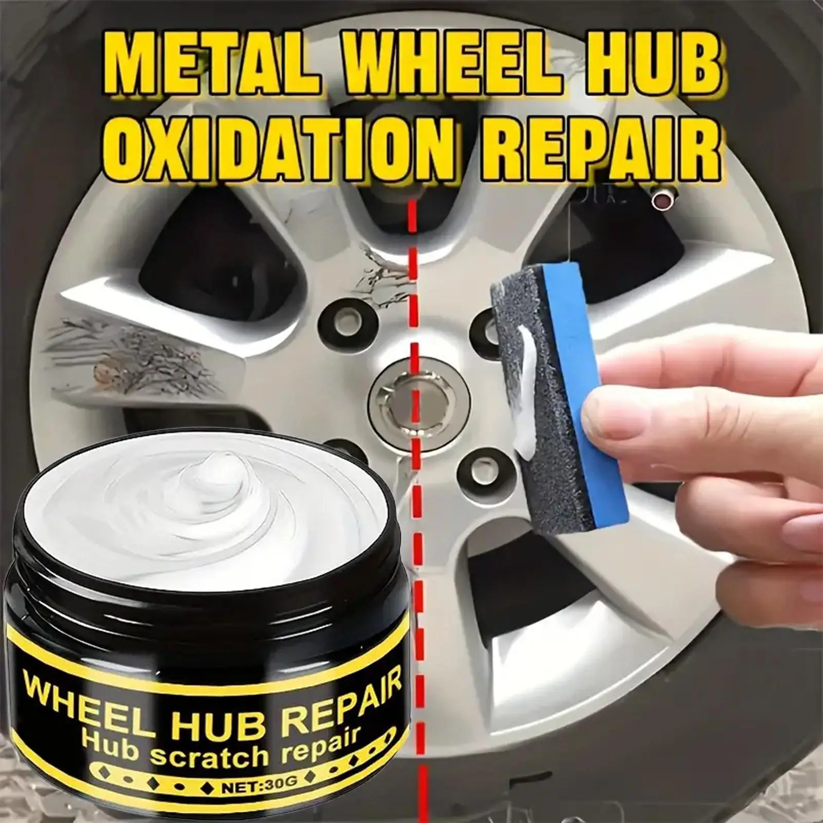 auto Wheel Rim Scratch Repair Wax Metal Polishing Kit for Chrome Aluminum, Car RV Boat Motorcycle Truck Bumper Care