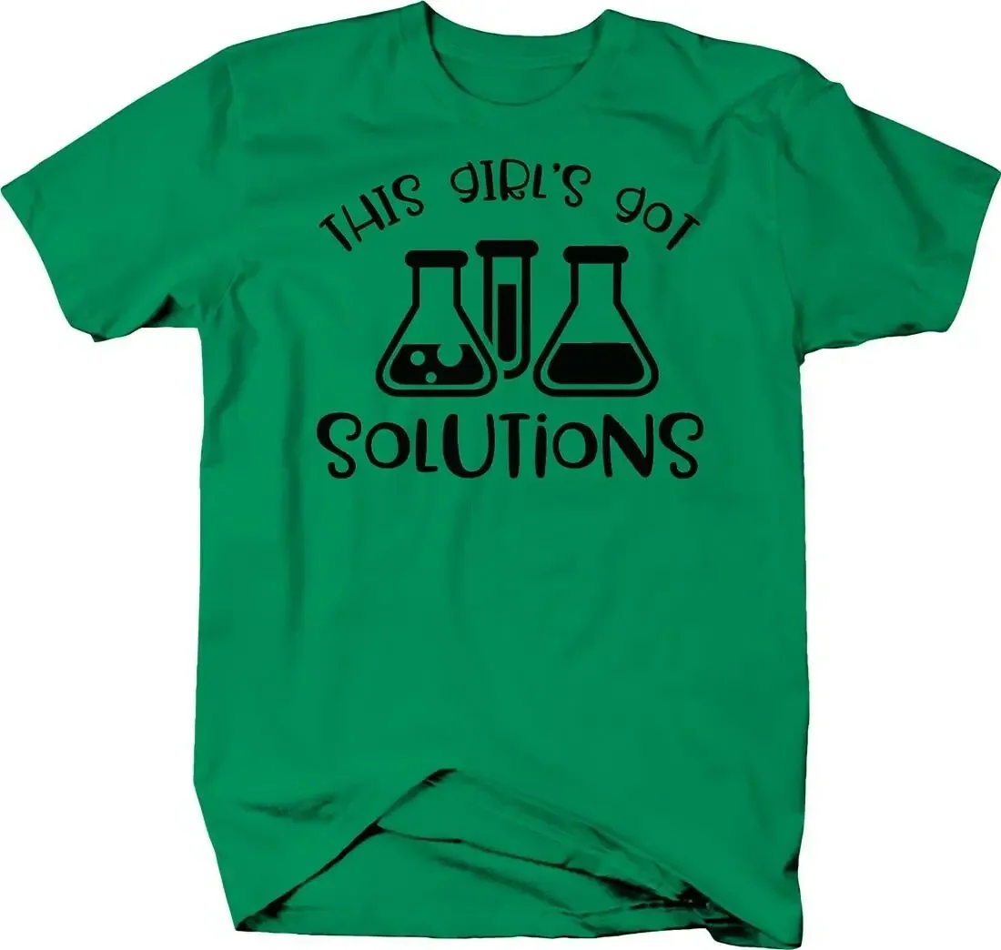 Cotton Short Sleeve O-Neck Mens T Shirt New This Girl's Got Solutions. Beaker Test Tube Funny Science Chemistry T-Shirt. S-5XL