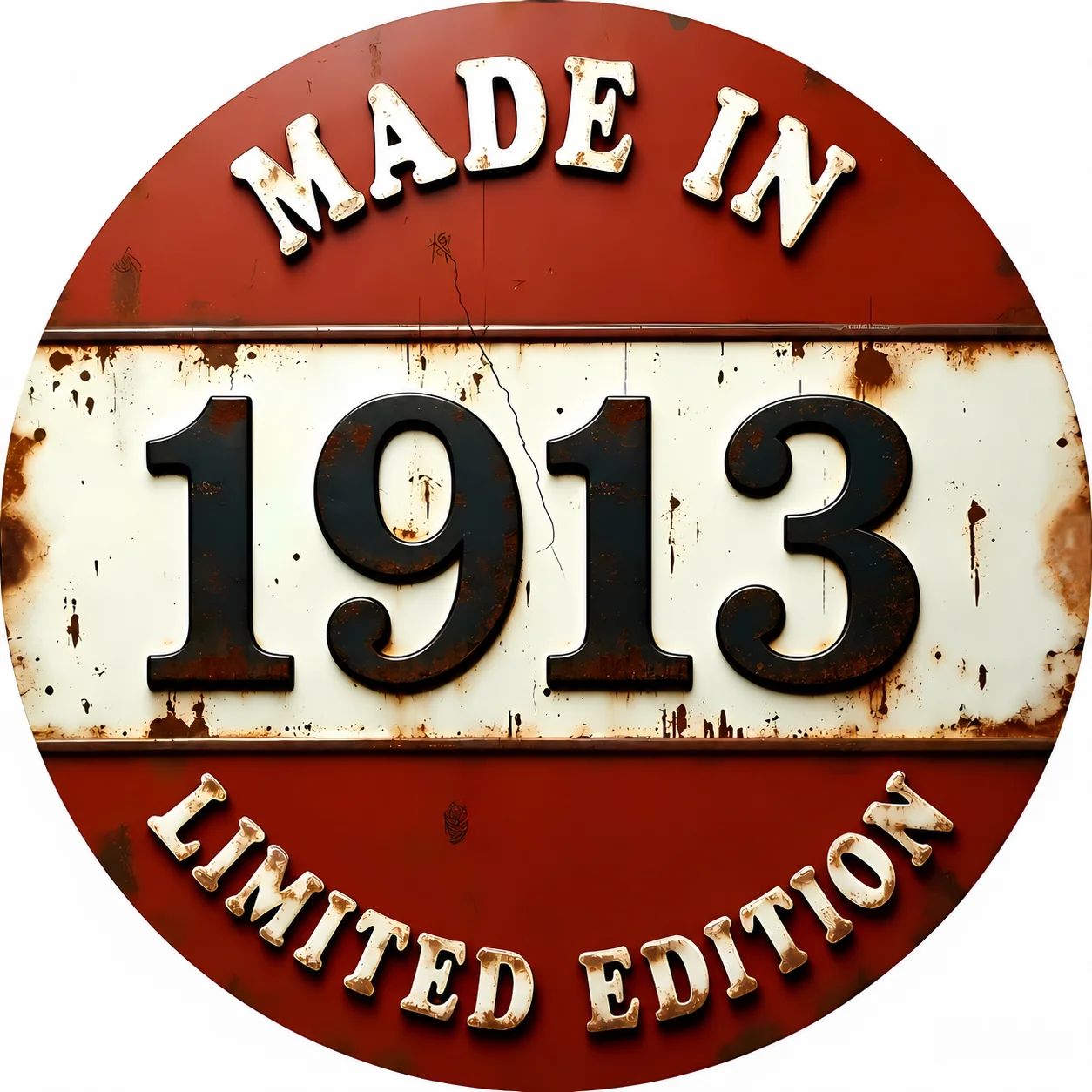 Vintage Round Metal Sign Set Made In 1910‑1919 Limited Edition Retro Wall Plaque for Bar Pub Man Cave Decor