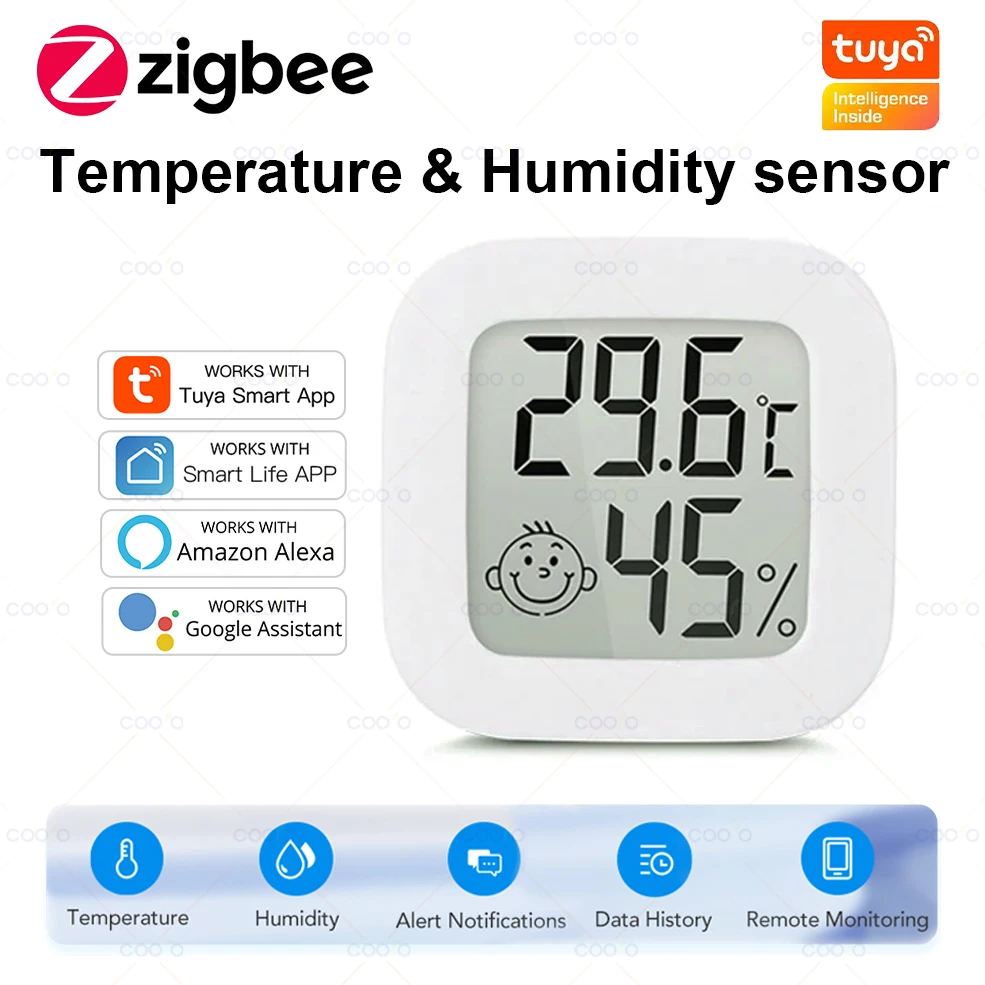 Tuya Smart ZigBee Thermometer Home Indoor Temperature And Humidity Sensor With LCD Display APP Voice Control Alexa Google Home