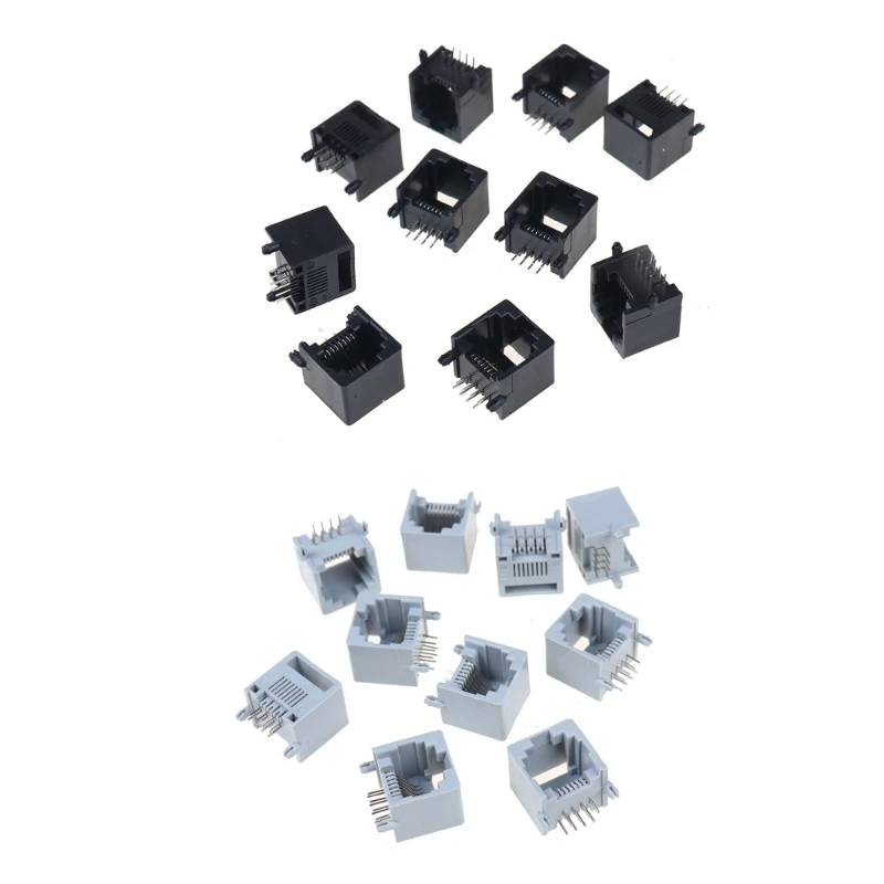 C7AB 10Pcs RJ11 8P8C Telephone Outlet Pin Female Connectors Telephone