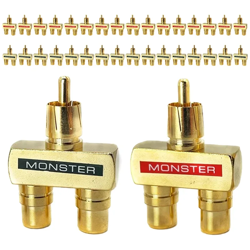 

2/4/8/16PCS Gold Plated RCAxMale Plug To 2xRCA Female Socket Connectors 3Way RCA Connector HIFI Audio Terminals for Audio Video