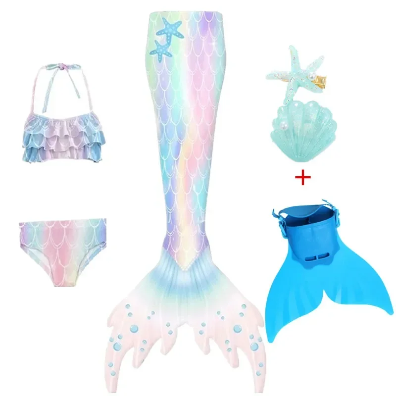 New Kids Girls mermaid tail swimming costume cosplay children princess dress swimsuit fantasy beach bikini can add monofin G1795