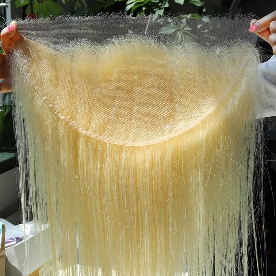 13x6 Skinlike Real HD Lace Frontal Only, 613 Blonde Straight Human Hairs Closure Pre Plucked Hairline 0.10mm Ultra-thin HD Lace