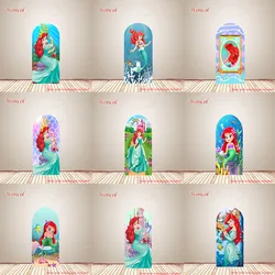 Little Mermaid Ariel Arch Backdrop UnderSea Mermaid Backdrop Girl Birthday Baby Shower Double-Sided Arch Cover Photography Decor