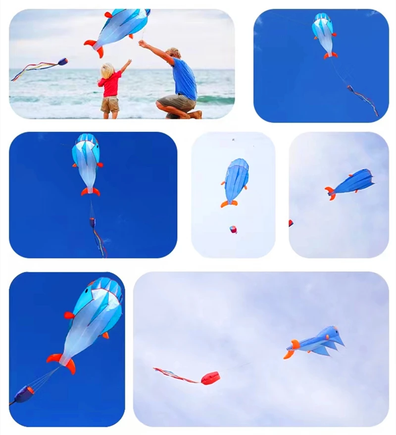 free shipping large soft kite dolphin kite nylon kite line animated kites butterfly flying toy inflatable games kite octopus fun