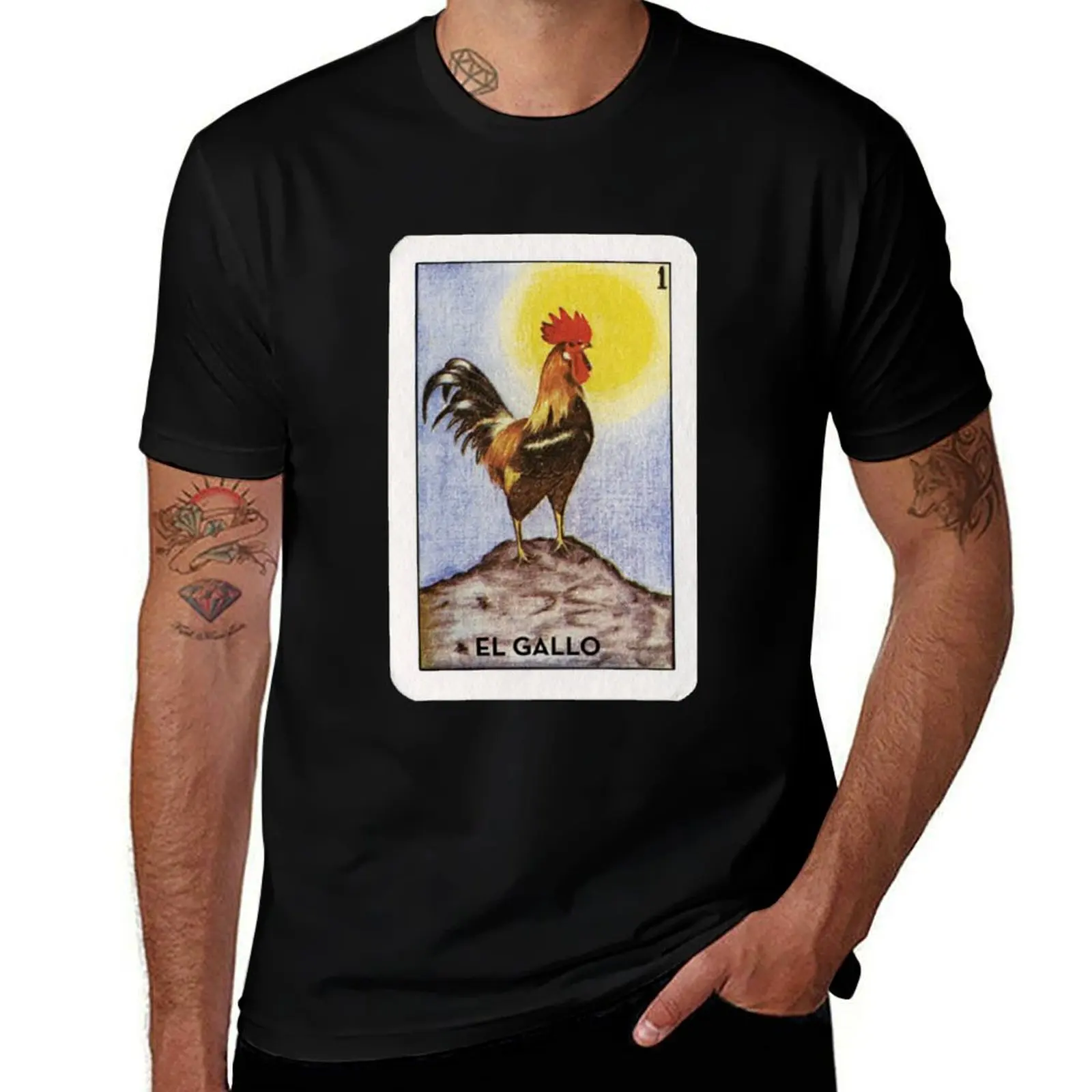Mexican Lottery El Gallo T-Shirt Gym Exercise Short Sleeve T-Shirt