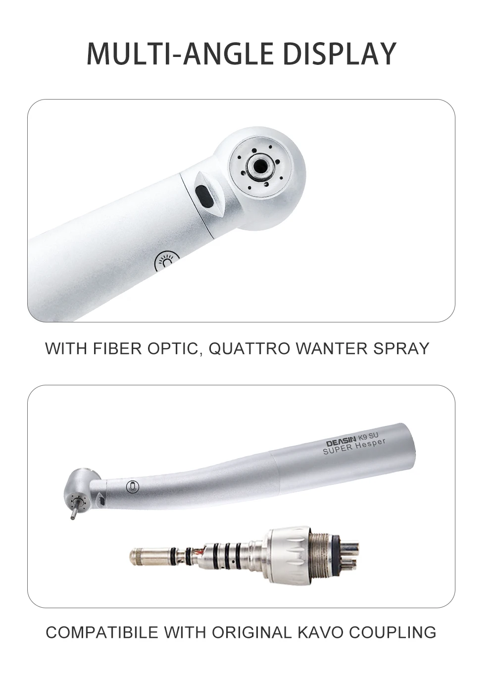 DEASIN 9000L Serie Dental Hochgeschwindigkeits-Faseroptik-LED-Turbinenhandstück für Kavo-Kupplung (2/4/6-Loch) Dentalausrüstung – Detail 7