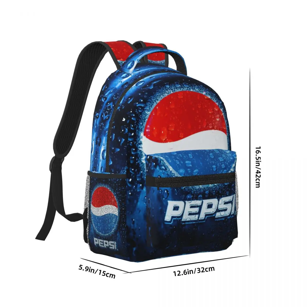 P-pepsi tas sekolah ringan motif, untuk sekolah, luar ruangan, belanja, kantor 16,5 inci