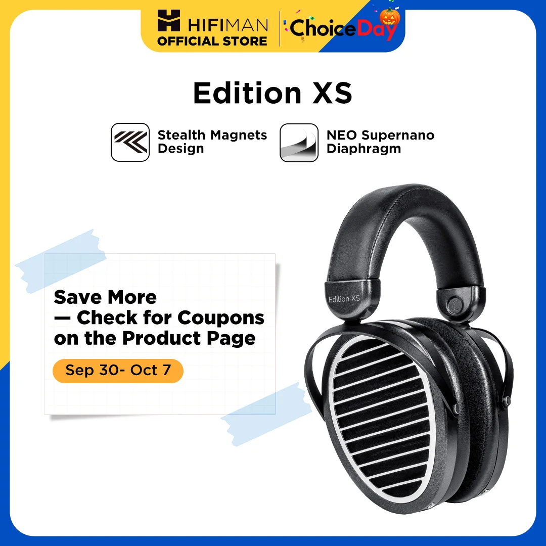 HIFIMAN Edition XS Full-Size Over-Ear Open-Back Planar Magnetic Hi-Fi Headphones with Stealth Magnets Design Adjustable Headband