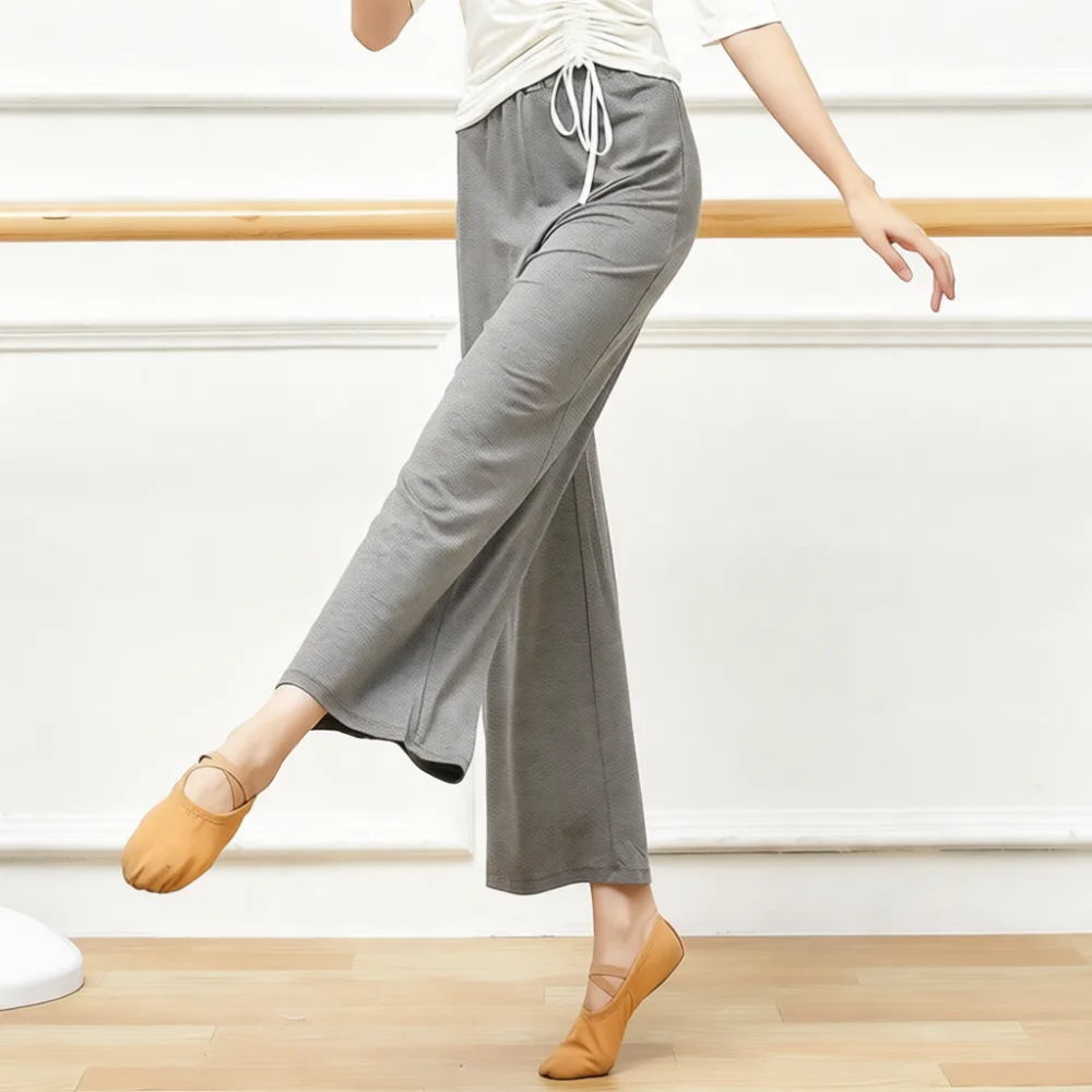Women Elastic Wide Leg Dance Pants Modal High Waist Straight Trousers Comfortable Flowy Yoga Workout Bottoms Soft Daily Wear