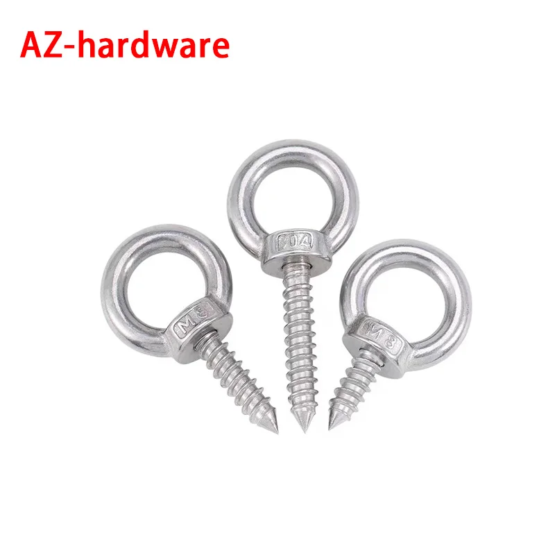 304 stainless steel lifting ring self tapping screw hook self drilling sheep eye ring type audio wood screwM4-M12