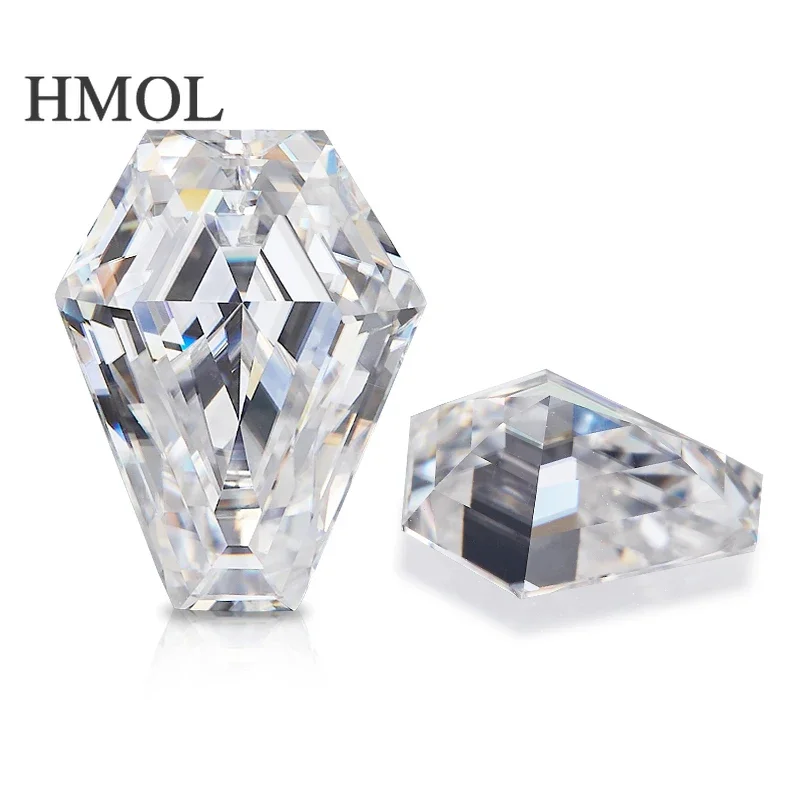 HMOL Moissanite Coffin Shape White VVS1 Loose Stones Chic Gemstones GRA Certificate White Color Pass Diamond Test Fancy Cut