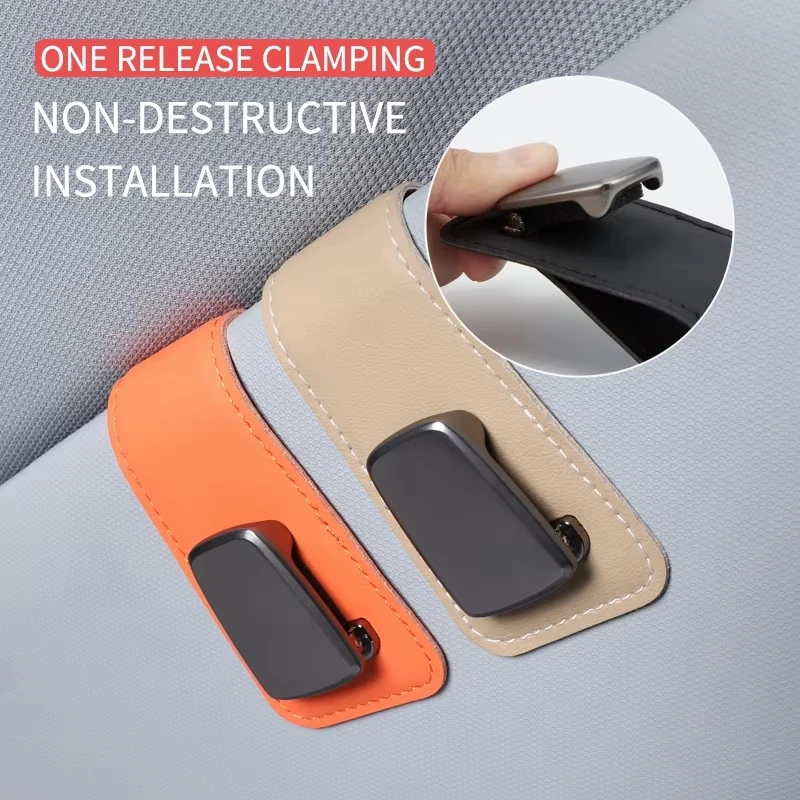 

MIXSAS Car Glasses Clip Sun Visor Glasses Holders PU Leather Eyeglass Clips Sunglasses Card Ticket Case Auto Interior Accessorie
