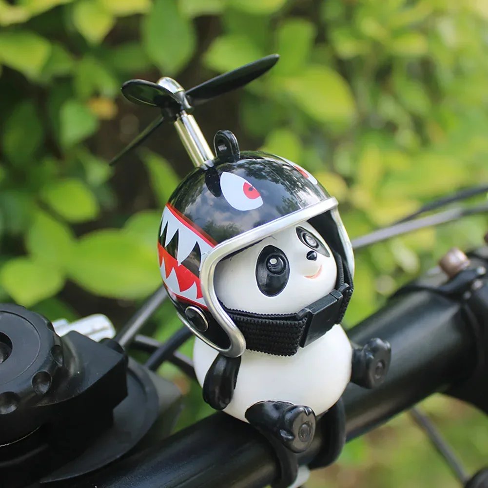 Panda Helmet Motorcycle Handlebar Decoration Bike Electric Cute Cartoon Helmet Propeller Ornaments Riding Equipment Accessories