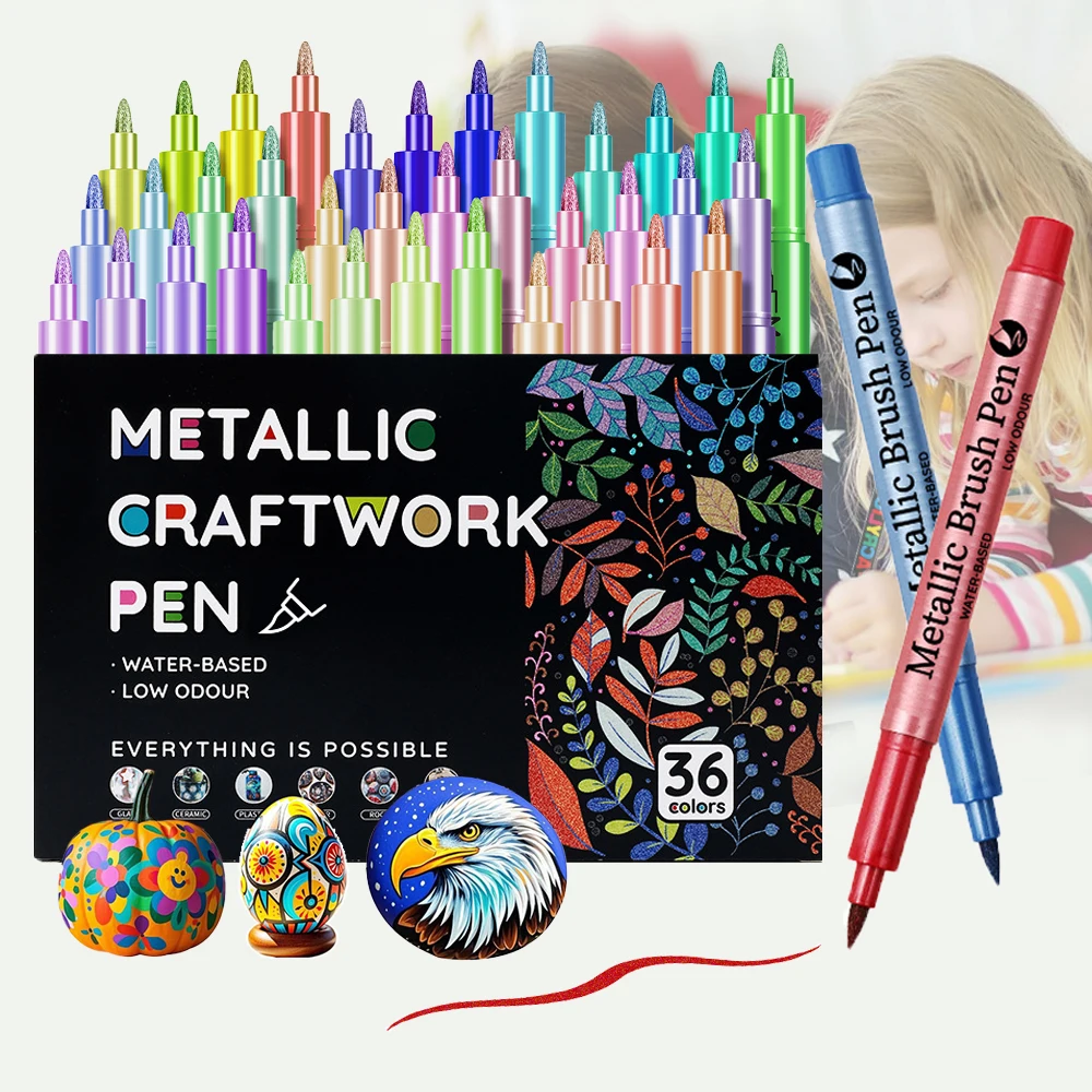 12-36 colors Metallic Paint Markers Acrylic Paint Pens for  
