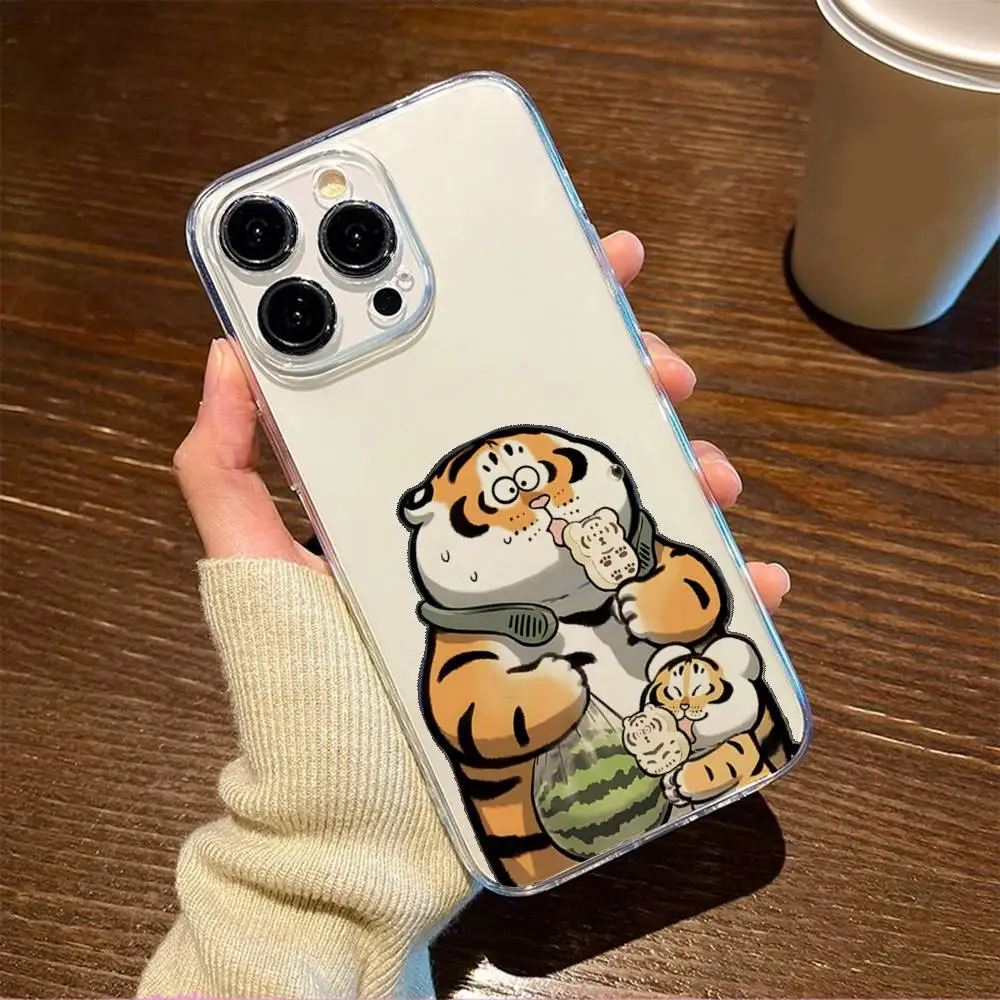 1pc Casing Ponsel Harimau Kecil Gemuk Transparan Untuk IPhone 17 16 15 14 13 12 11 PRO MAX PLUS Mini Penutup Lembut Ramah Kulit