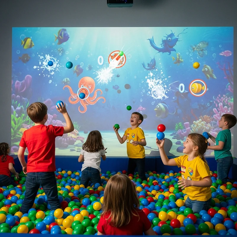 Dynamic Interactive Projection Wall Ball Game - Stress Relief Smash Ball With Multiplayer Mode