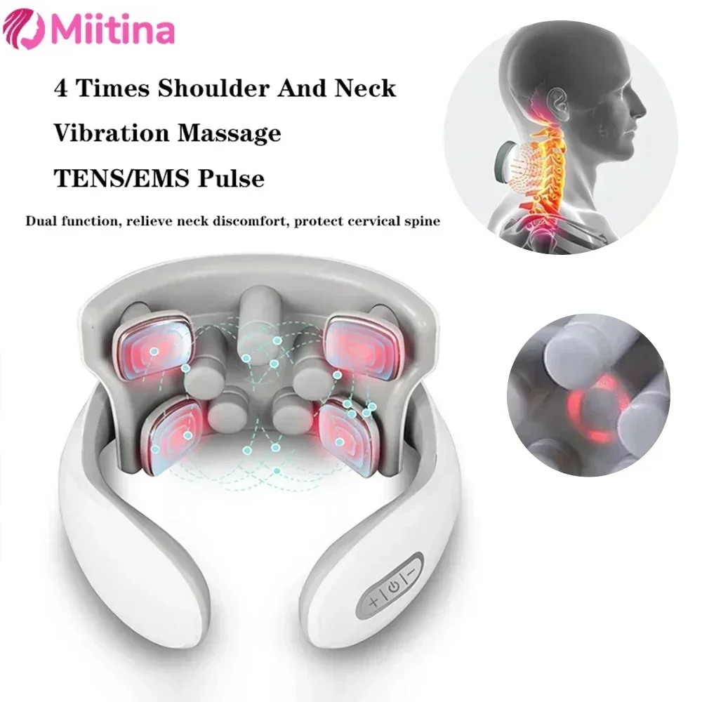 Smart Neck Massager Heating Hot Compress Portable Electric Neck Massager for Pain Relief Simulation Pulse Massage Health Care