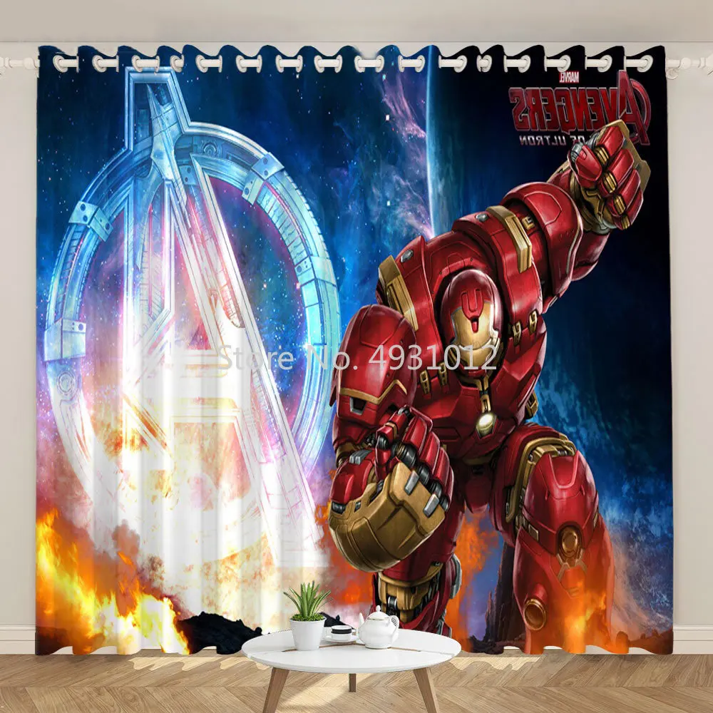 

Anime Avengers Iron Man Blackout Curtain Shading Cartoon 3D Printed Window Drapes Bedroom Kids Children Room Decor