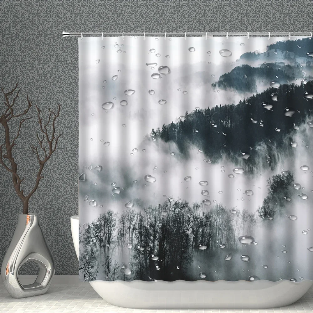 Bathroom Shower Curtain After The Rain Deep Mountains Misty Beauty Bath Polyester Household Bathtub Decoration With Hook