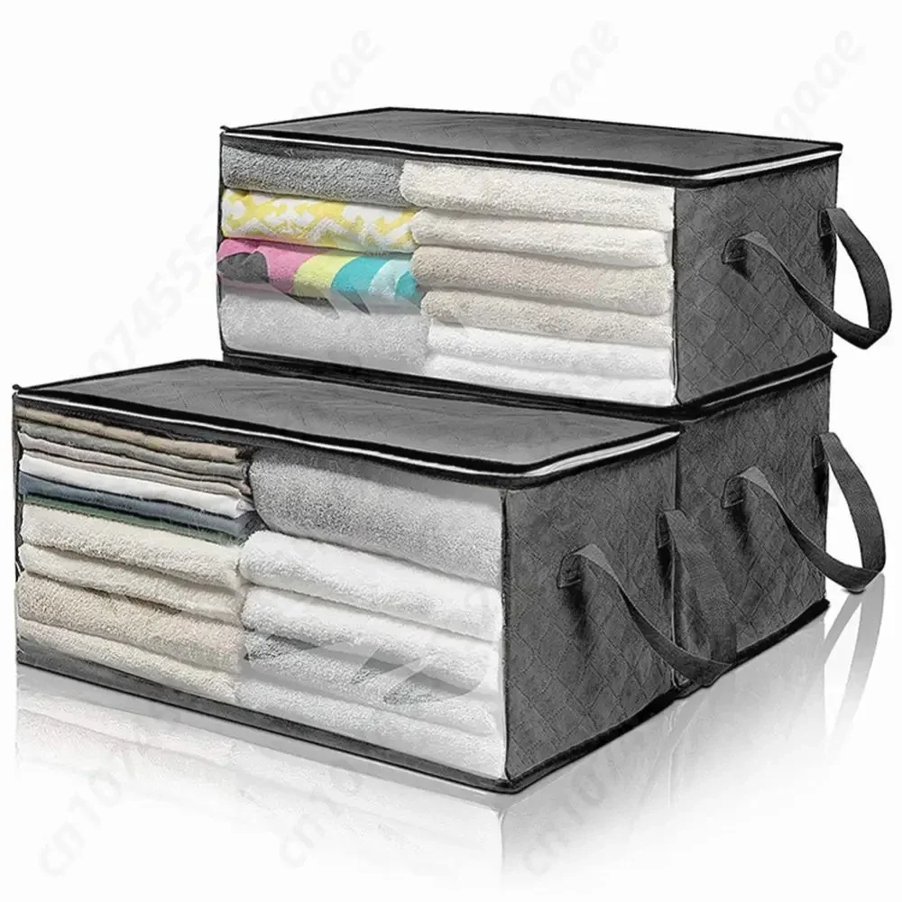 2/5PCS Foldable Blanket Storage Bag Thick Clothes Storage Bins Large Clear Sweater Quilts Organizer for Bedroom Closet Dorm