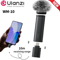 Ulanzi WM-10 Wireles Lavalier Microphone 1 to 1 Mic USB C for Android iPhone with Windproof Sponge For Live Streaming Recording