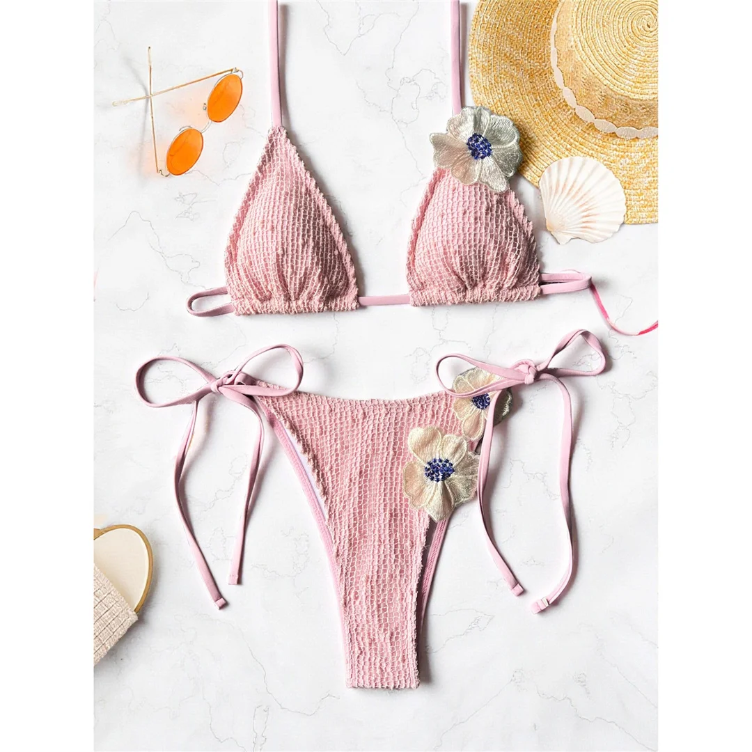 S - XL 3D-Blumen-Neckholder-Bikini, Damen-Badebekleidung, zweiteiliger Bikini-Set, Badeanzug mit Ausschnitten, Badeanzug, Schwimmanzug V7945 – Detail 11