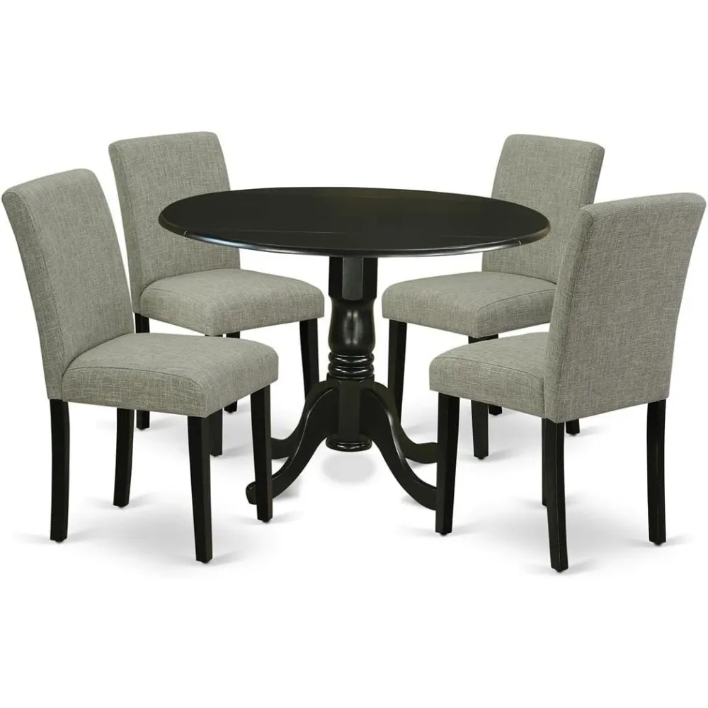 Dining Room Sets, 5 Piece Dinette Set for 4 Includes A Round Dining Room Table with Dropleaf, 42x42 Inch, Dining Room Sets