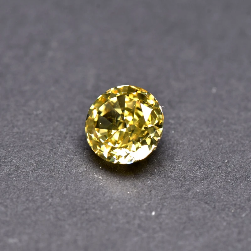 Synthetischer Edelstein Top Crushed Ice Cut Kubischer Zirkonia Runde Form Gelbe Farbe 4K Schliff 5A+ Qualität für Schmuckherstellung – Detail 3