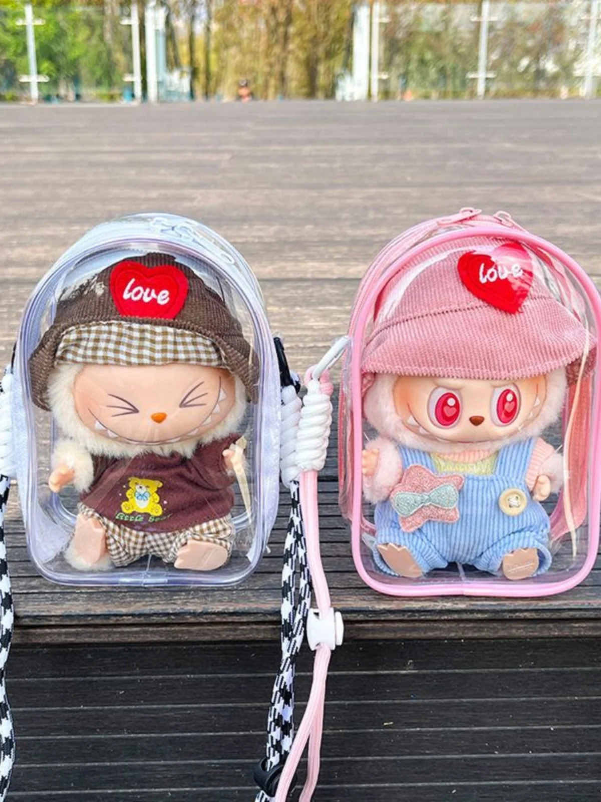 

Лабубу второго поколения, одноплечная хлопковая сумка для кукольной коляски, ПВХ, прозрачная, пыленепроницаемая, для хранения, Новое поступление, повседневное использование