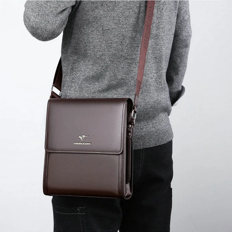 Imagem -02 - Bolsa de Couro para Homens Pasta de Negócios Bolsa Cruzada Crossbody Luxuoso Bolsa Lateral para Telefone Bolsas Masculinas